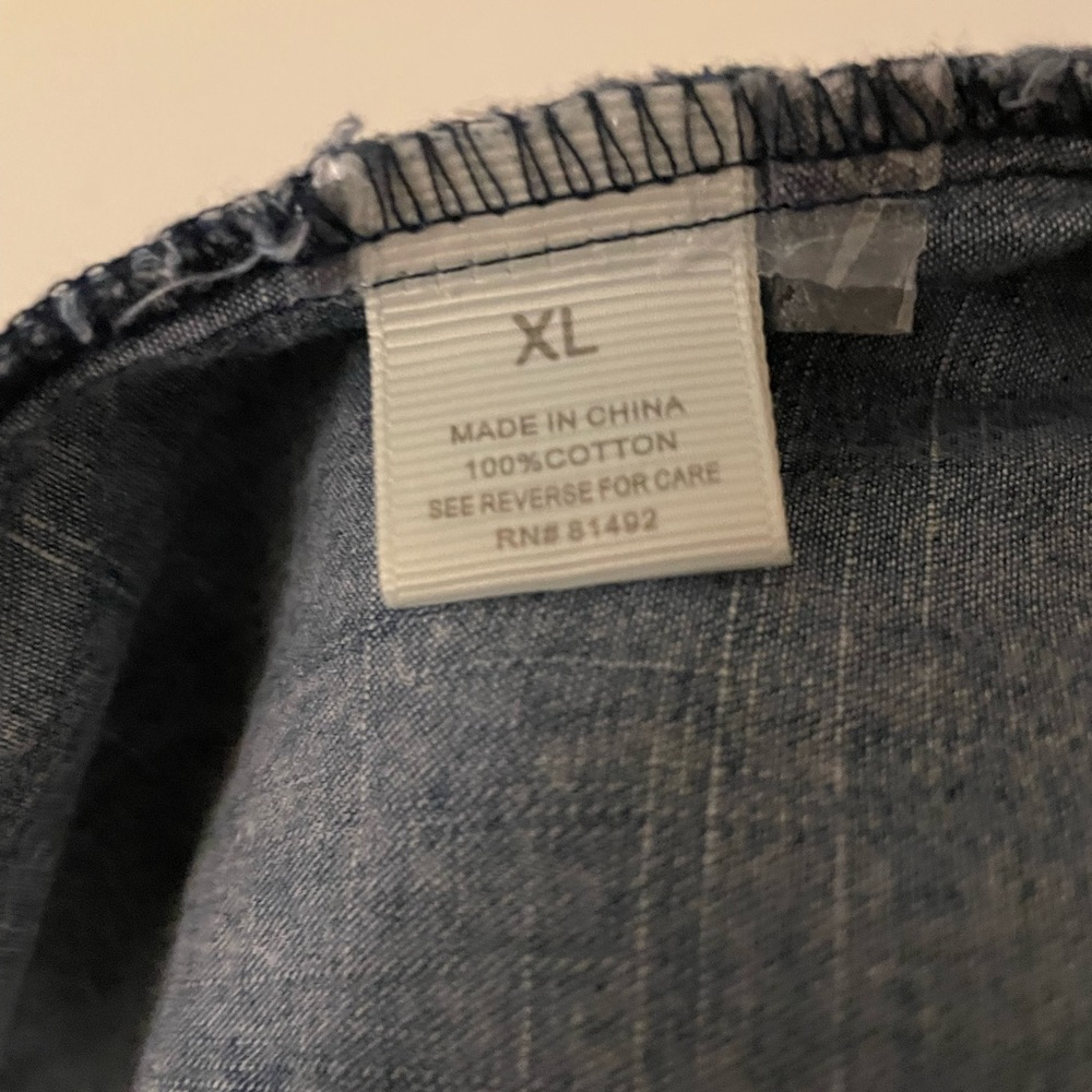 Tantrums Chambray Bib Denim top 100 Cotton Blue Acid Wash Size XL - Picture 10 of 13